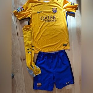 FC Barcelona official jersey, shorts and socks. All in mint condition, worn once